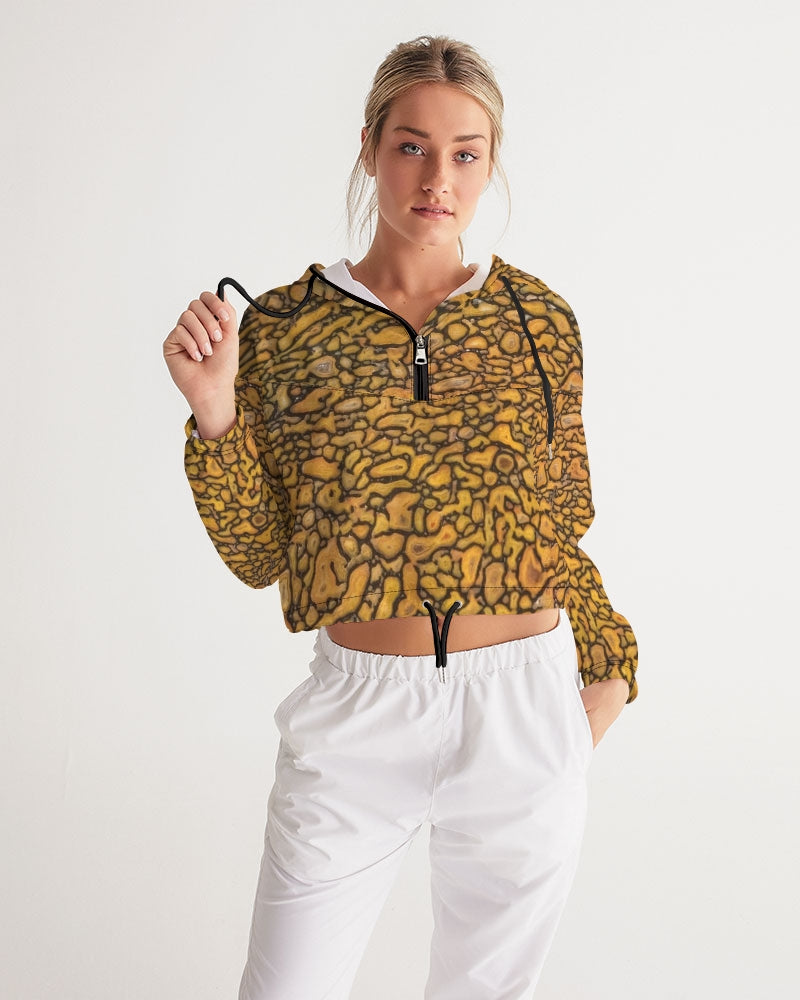 Agatized Fantasy Yellow Gembone Women's Cropped Windbreaker