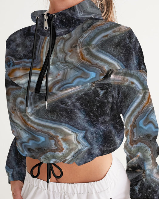 Crazy Lace Agate Striking Beauty Women's Cropped Windbreaker