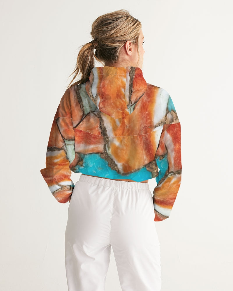 Oyster Turquoise Cropped Windbreaker