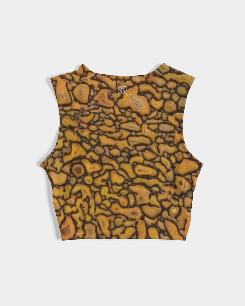 Agatized Fantasy Yellow Gembone Women's Twist-Front Tank