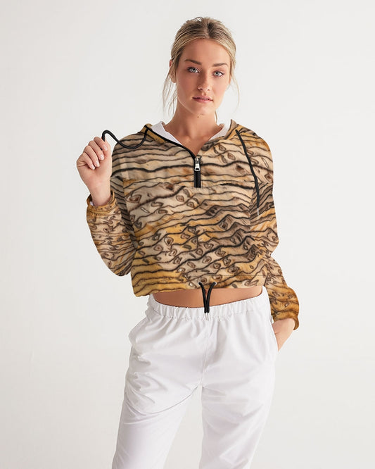 Hell's Canyon Sequoia Petrified Wood Women's Cropped Windbreaker