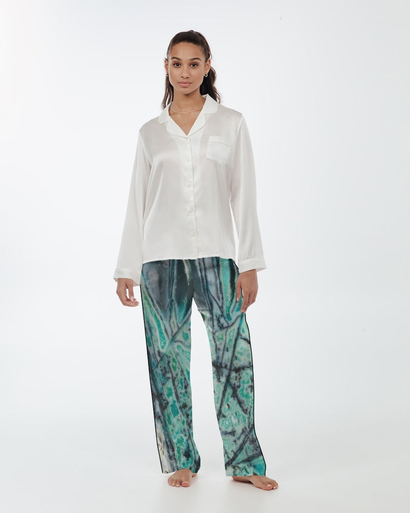 Indonesia Polyhedral Copper Women's Satin Pajama Pants