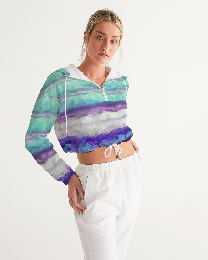 Rainbow Fluorite Metaphysical Women's Cropped Windbreaker