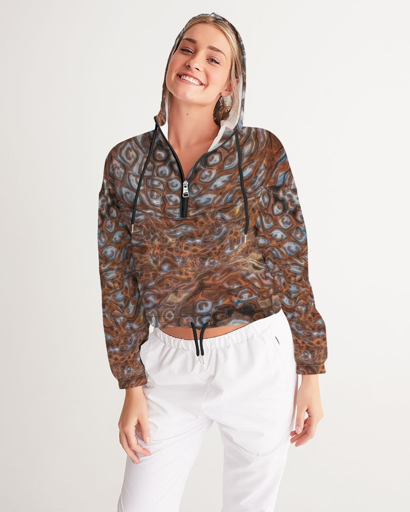 Ancient Australian Tree Fern Women's Cropped Windbreaker