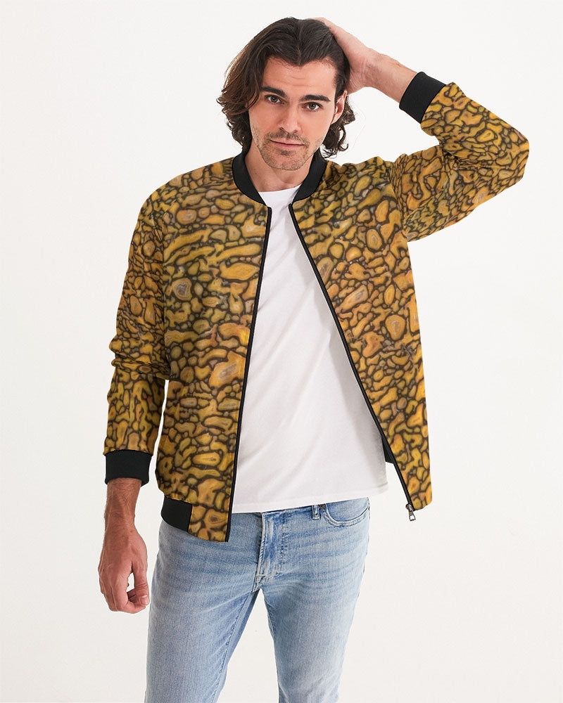 Agatized Fantasy Yellow Gembone Men's Bomber Jacket