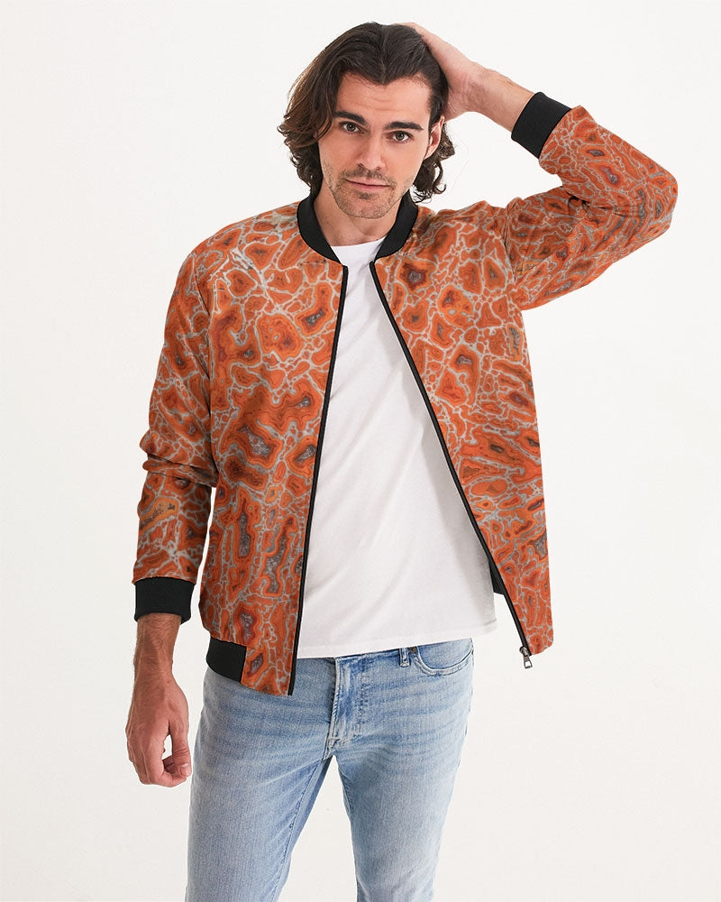 Agatized Ruby Red Gembone Bomber Jacket