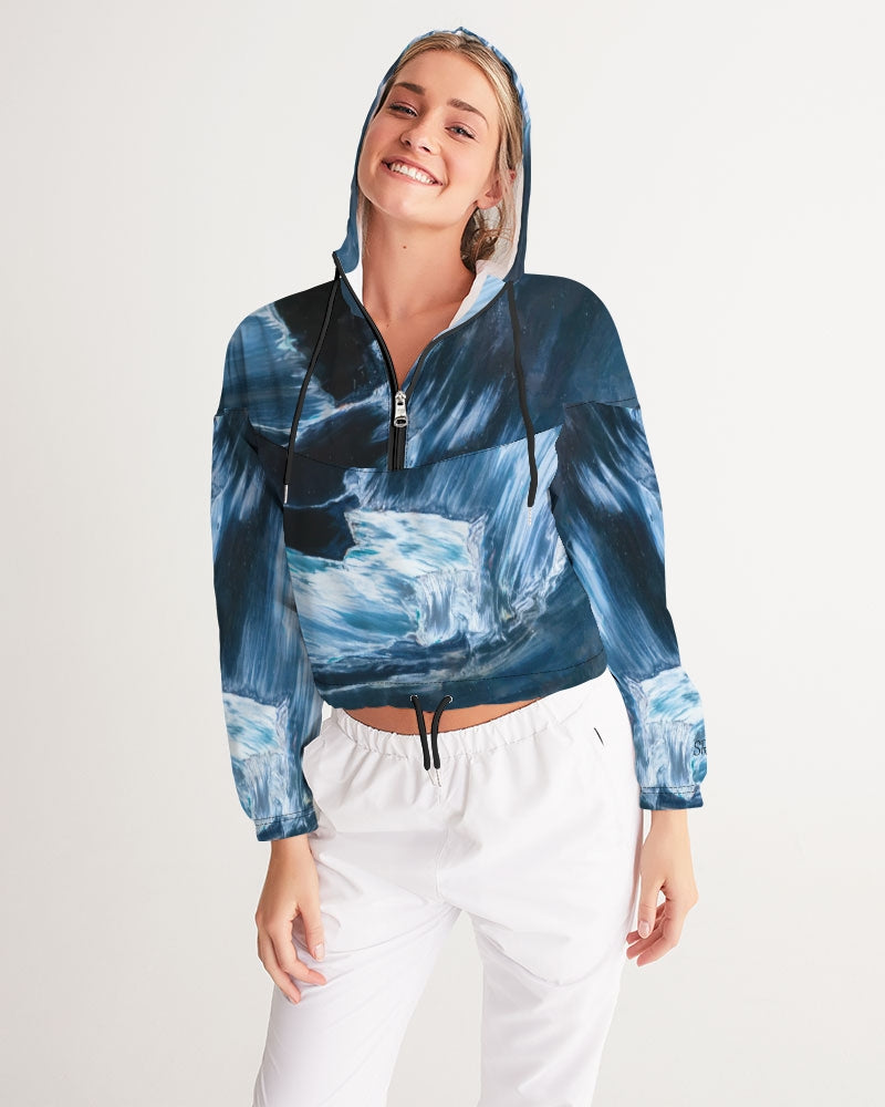 Blue Pietersite Women's Cropped Windbreaker