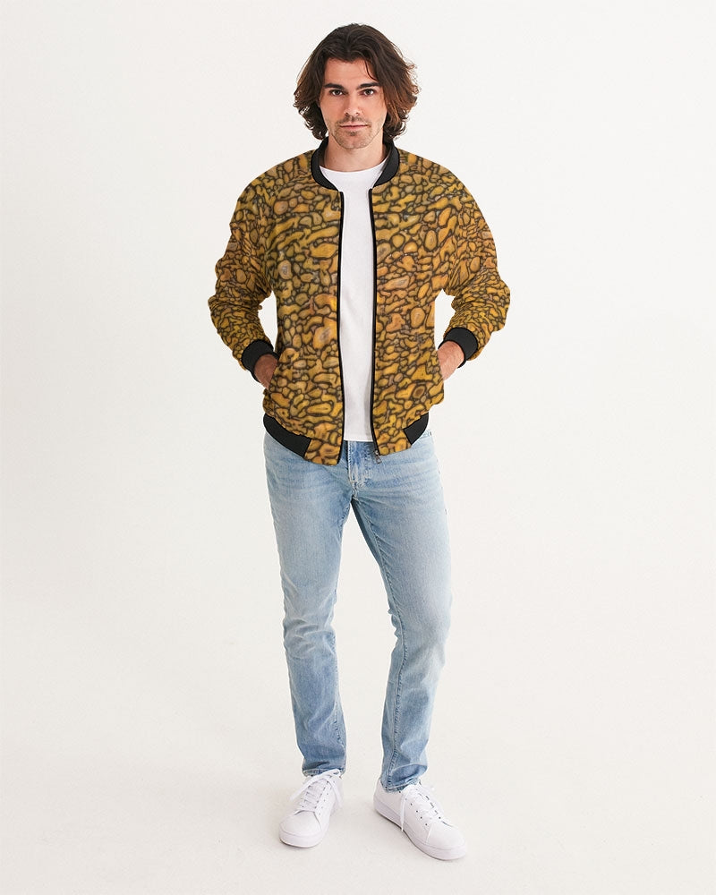 Agatized Fantasy Yellow Gembone Men's Bomber Jacket