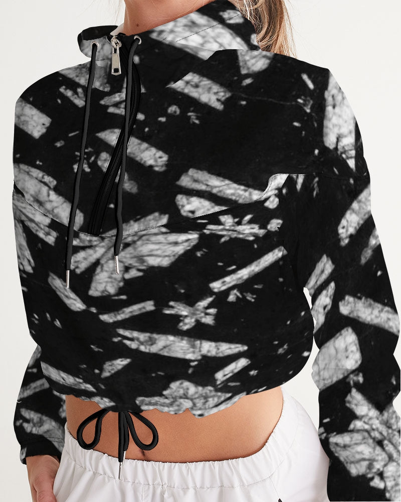 Chinese Writing Stone Life Force Women's Cropped Windbreaker