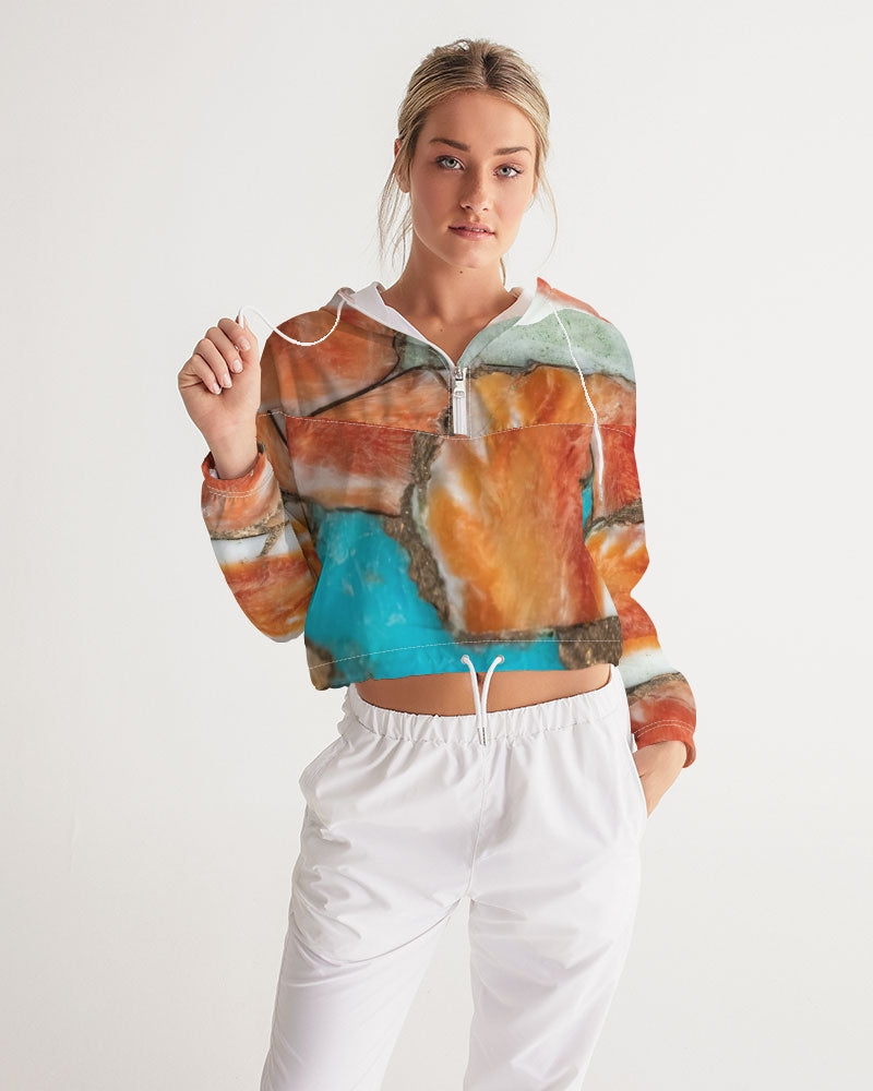 Oyster Turquoise Women's Cropped Windbreaker.