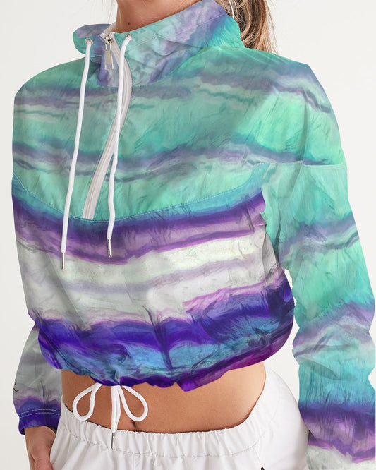 Rainbow Fluorite Metaphysical Women's Cropped Windbreaker