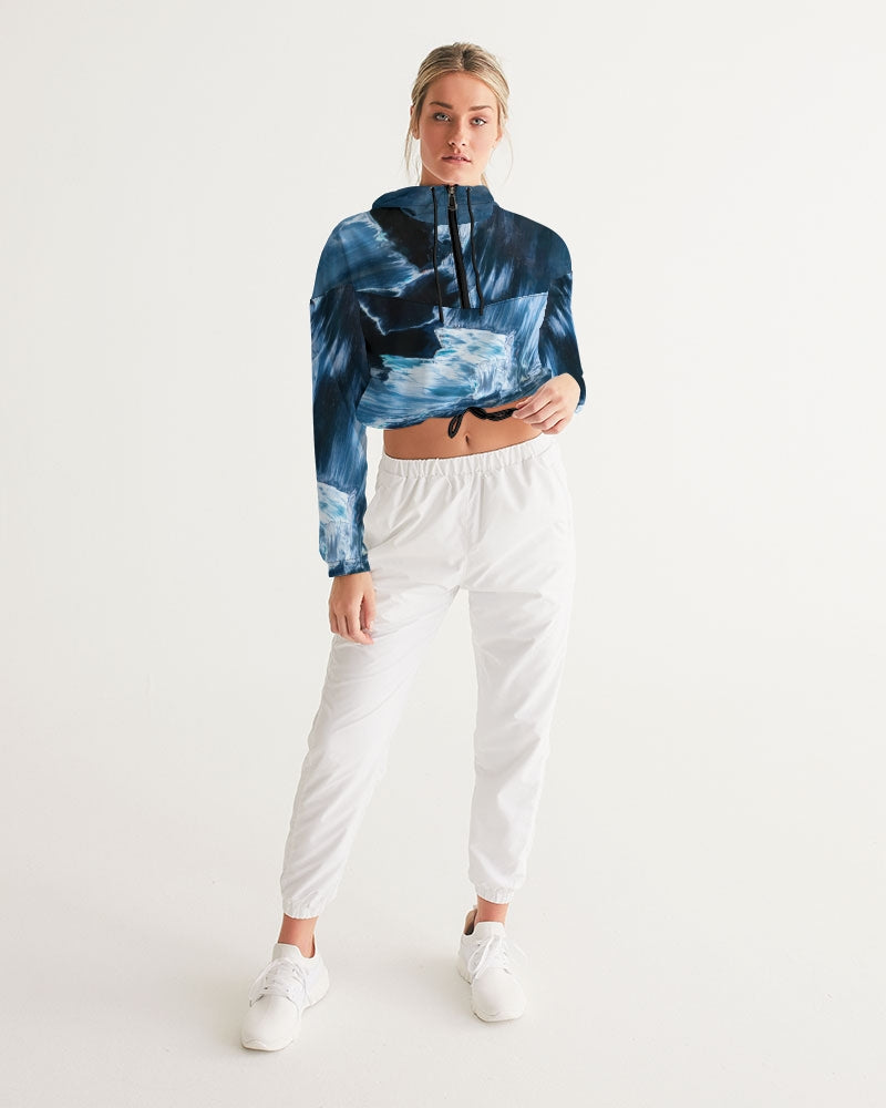 Blue Pietersite Women's Cropped Windbreaker