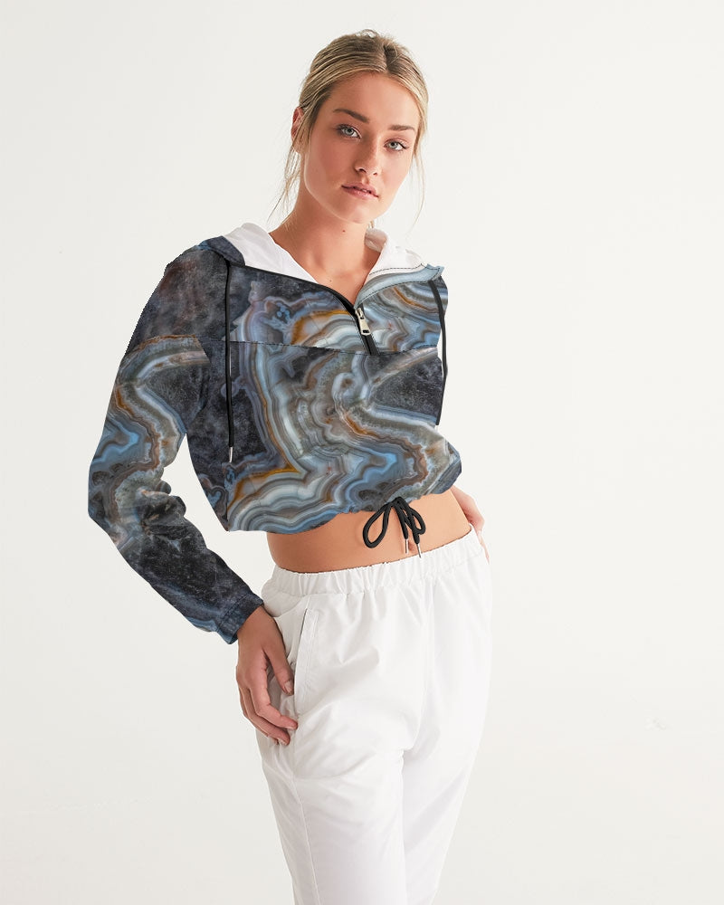 Crazy Lace Agate Striking Beauty Women's Cropped Windbreaker