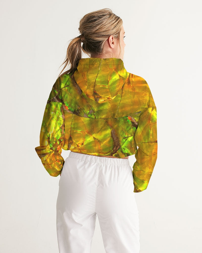 Ammolite Spiritual Growth & Energy Women's Jewel Cropped Windbreaker