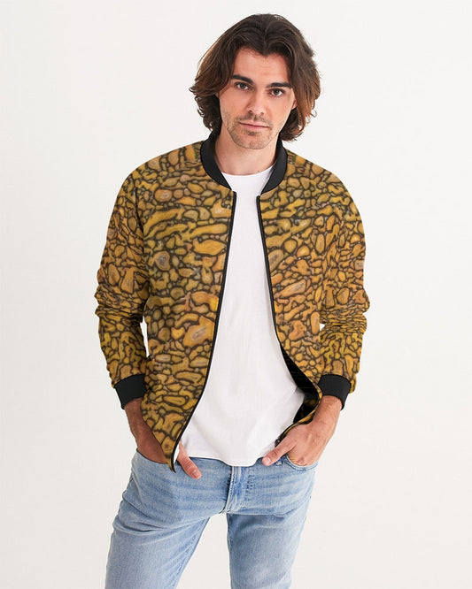 Agatized Fantasy Yellow Gembone Men's Bomber Jacket