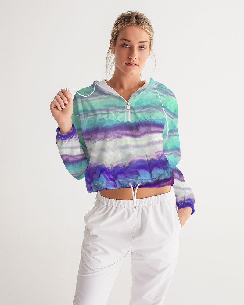 Rainbow Fluorite Metaphysical Women's Cropped Windbreaker